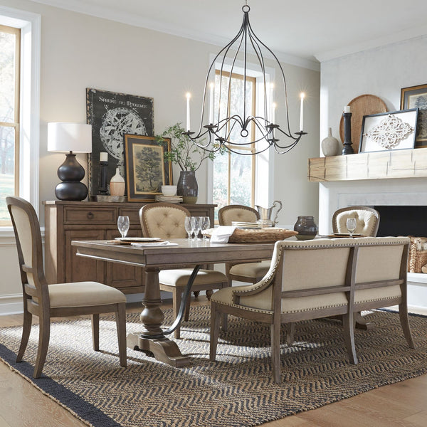 Americana Farmhouse Optional 6 Piece Trestle Table Set - 615-DR-O6TRS