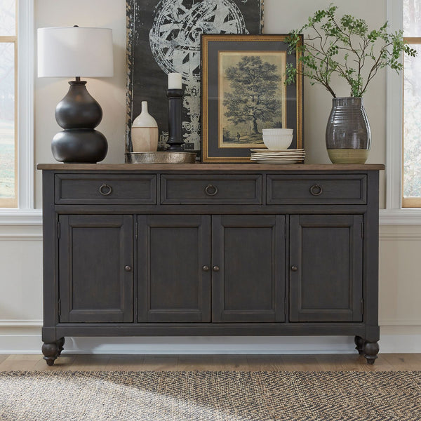 Americana Farmhouse Hall Buffet- Black - 615-HB7242-B