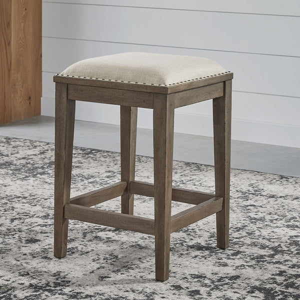 Americana Farmhouse Uph Console Stool