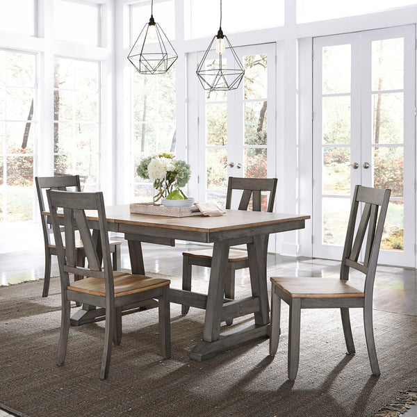 Lindsey Farm 5 Piece Trestle Table Set - 62-CD-5TRS