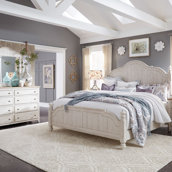 Farmhouse Reimagined King Poster Bed, Dresser & Mirror - 652-BR-KPSDM