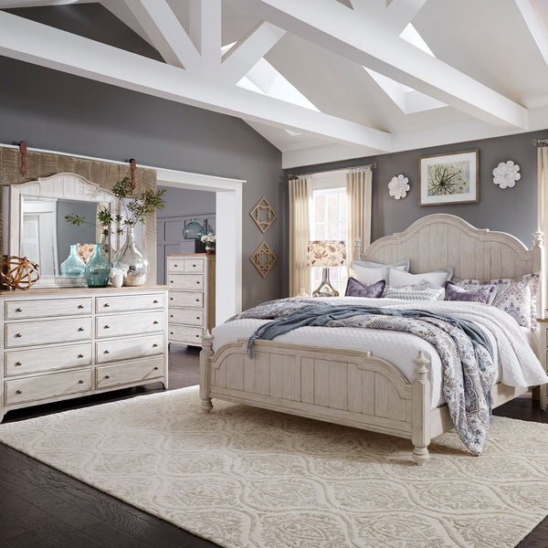Farmhouse Reimagined King Poster Bed, Dresser & Mirror, Chest - 652-BR-KPSDMC