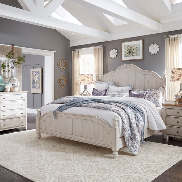 Farmhouse Reimagined King Poster Bed, Dresser & Mirror, Night Stand - 652-BR-KPSDMN