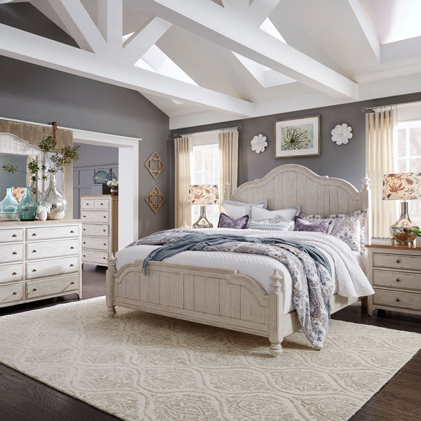 Farmhouse Reimagined Queen Poster Bed, Dresser & Mirror, Chest, Night Stand - 652-BR-QPSDMCN