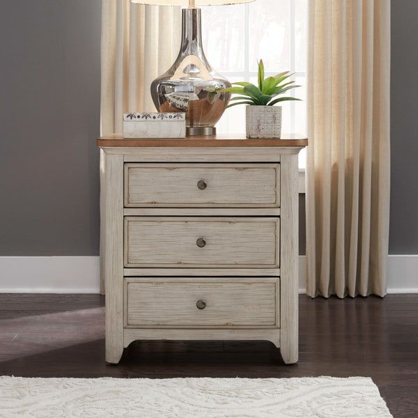 Farmhouse Reimagined 3 Drawer Night Stand w/ Charging Station - 652-BR61