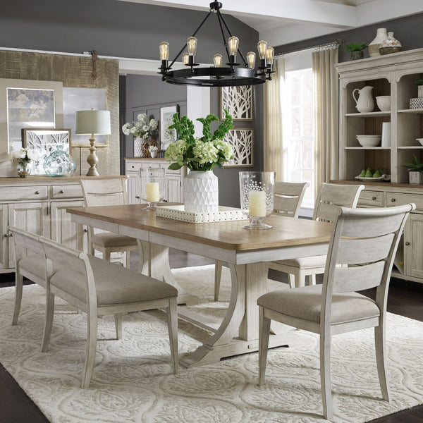 Farmhouse Reimagined Opt 6 Piece Trestle Table Set - 652-DR-O6TRS