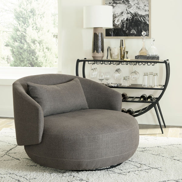 Haley Uph Swivel Cuddler Chair - Charcoal - 708-ACH15-GY