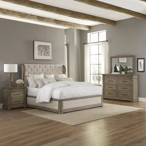 Town & Country 711-BR-KSHDMN King Shelter Bed, Dresser & Mirror, NS