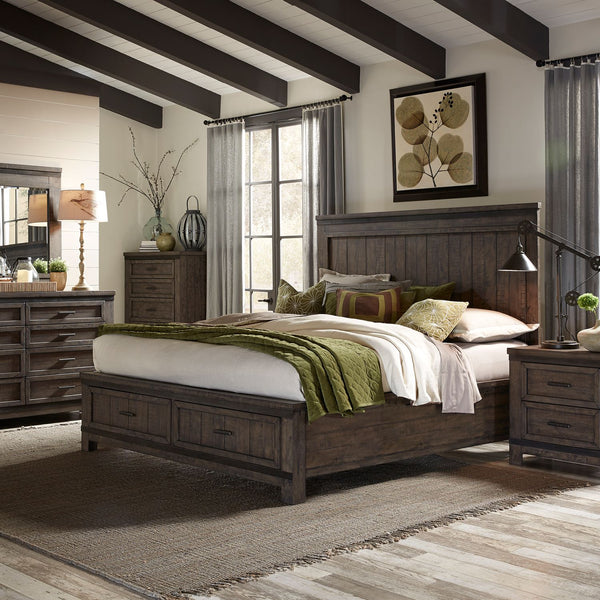 Thornwood Hills King Two Sided Storage Bed, Dresser & Mirror, Night Stand - 759-BR-K2SDMN