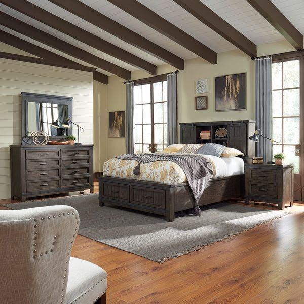 Thornwood Hills King Bookcase Bed, Dresser & Mirror, Night Stand - 759-BR-KBBDMN