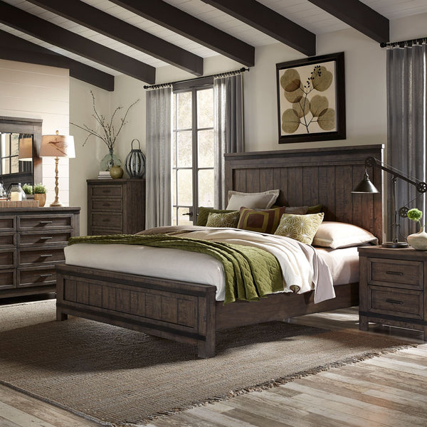 Thornwood Hills King Panel Bed, Dresser & Mirror, Chest, Night Stand - 759-BR-KPBDMCN