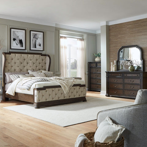 Provence Park King Shelter Bed, Dresser & Mirror, Chest