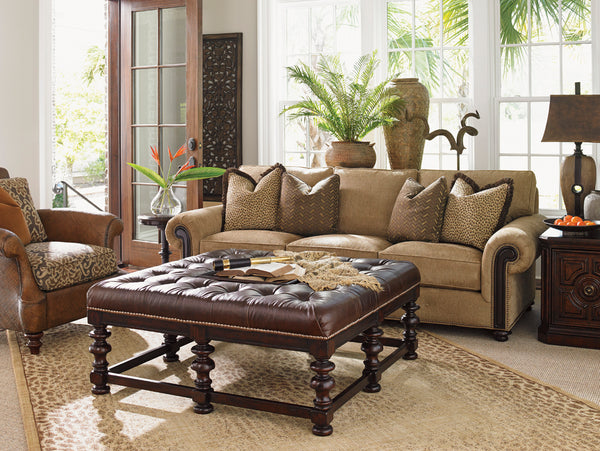 Heather Leather Cocktail Ottoman