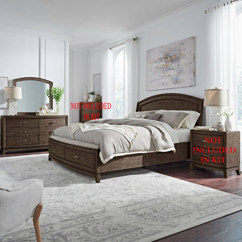 Avalon King Panel Storage Bed, Dresser & Mirror