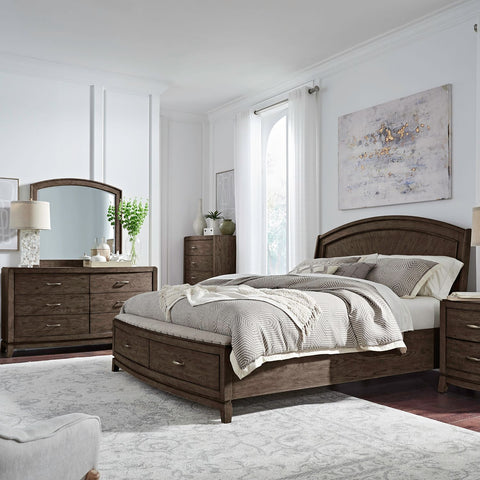 Avalon King Panel Storage Bed, Dresser & Mirror, Chest