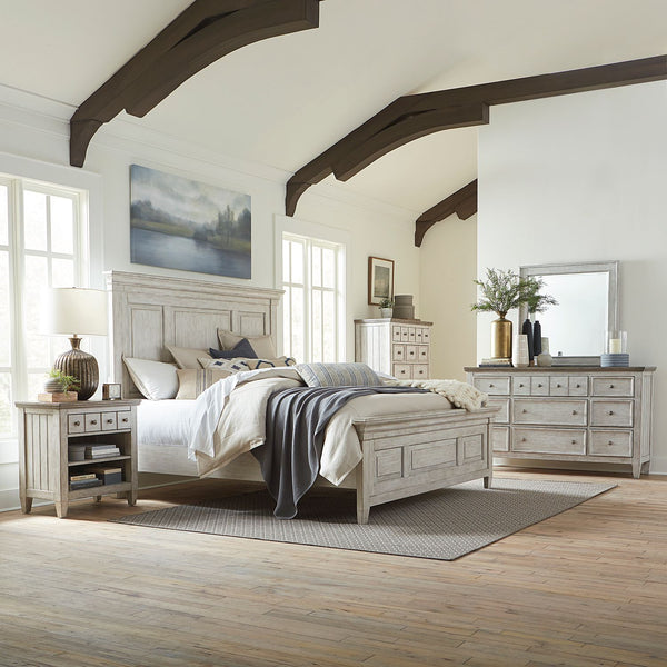 Heartland King Panel Bed, Dresser & Mirror, Chest, Night Stand - 824-BR-KPBDMCN