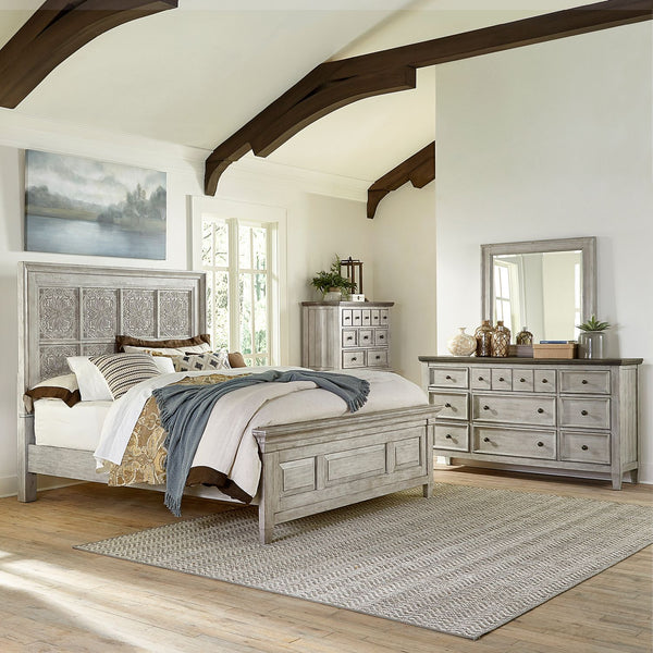 Heartland King Opt California Panel Bed, Dresser & Mirror, Chest - 824-BR-OCPBDMC