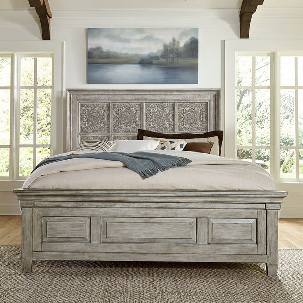 Heartland King Opt California Panel Bed, Dresser & Mirror, Chest, Night Stand - 824-BR-OCPBDMCN