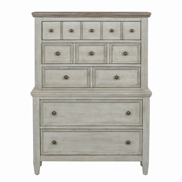 Heartland Opt Queen Panel Bed, Dresser & Mirror, Chest - 824-BR-OQPBDMC