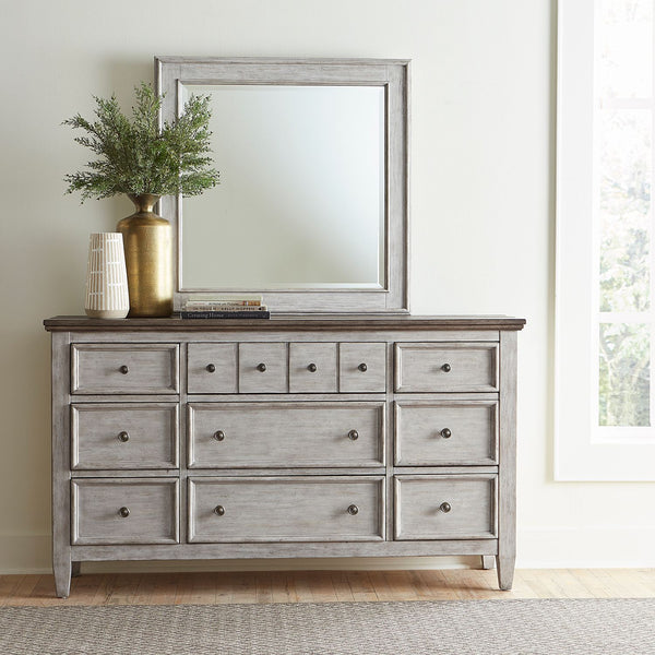 Heartland Opt Queen Panel Bed, Dresser & Mirror, Night Stand - 824-BR-OQPBDMN