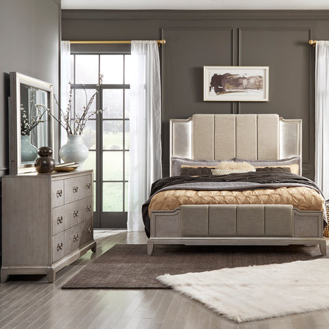 Montage 849-BR-KUBDM King Uph Bed, Dresser & Mirror