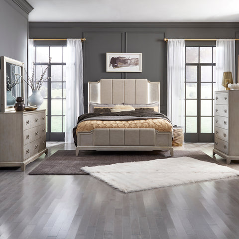 Montage 849-BR-QUBDMC Queen Uph Bed, Dresser & Mirror, Chest