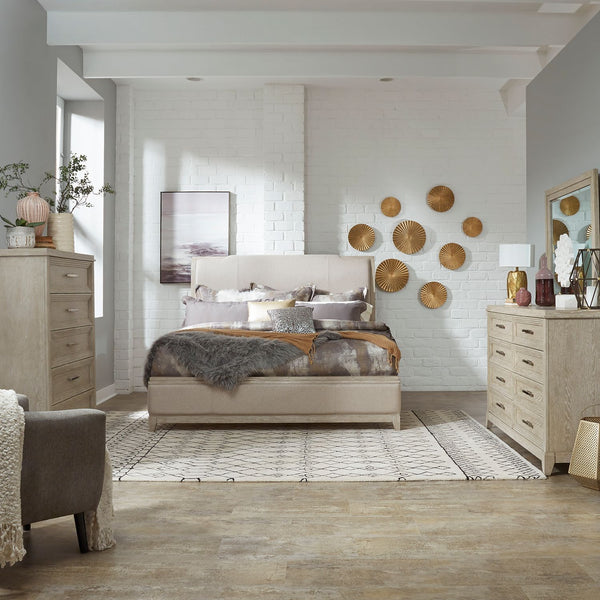 Belmar King Uph Bed, Dresser & Mirror, Chest - 902-BR-KUBDMC