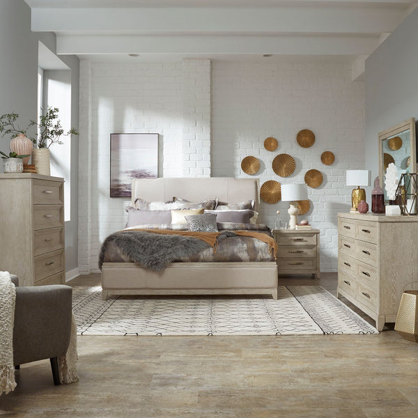 Belmar King Uph Bed, Dresser & Mirror, Chest, Night Stand - 902-BR-KUBDMCN