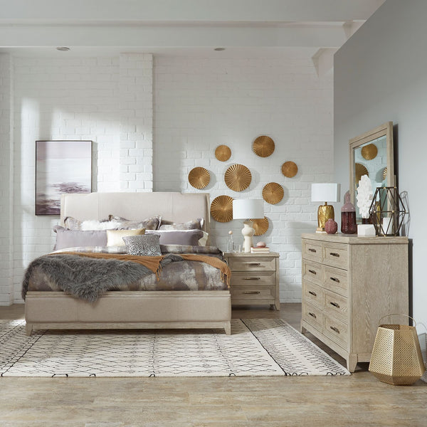 Belmar King Uph Bed, Dresser & Mirror, Night Stand - 902-BR-KUBDMN