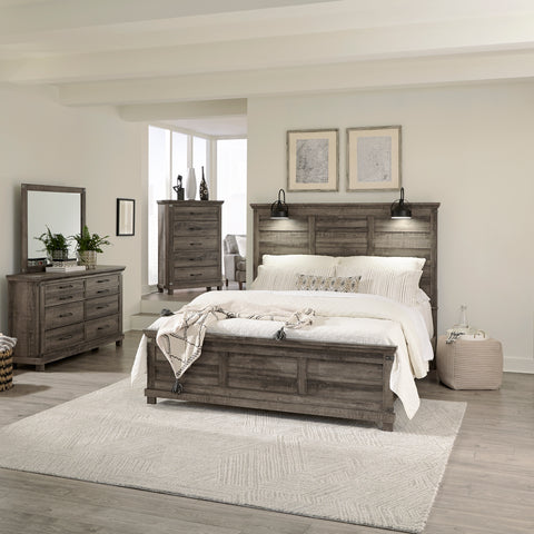 Lakeside Haven 903-BR-KPBDMC King Panel Bed, Dresser & Mirror, Chest