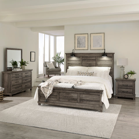 Lakeside Haven 903-BR-KPBDMN King Panel Bed, Dresser & Mirror, Night Stand