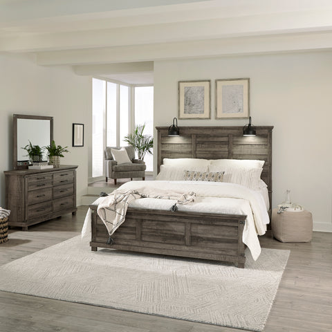 Lakeside Haven 903-BR-KPBDM King Panel Bed, Dresser & Mirror