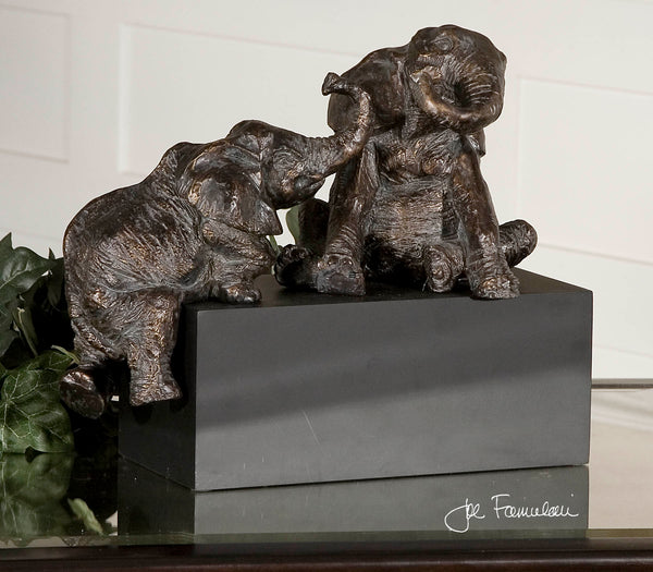 Uttermost Playful Pachyderms Bronze Figurines