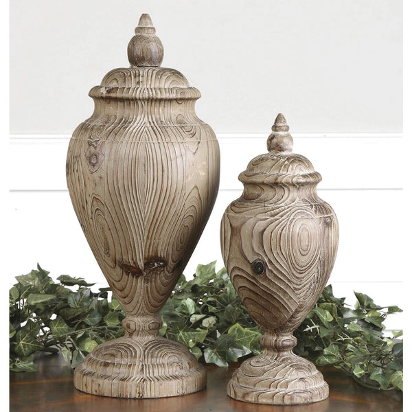 Uttermost Brisco Carved Wood Finials, Set/2