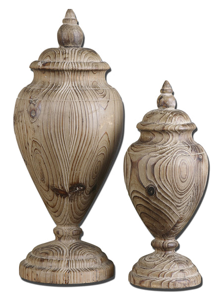 Uttermost Brisco Carved Wood Finials, Set/2