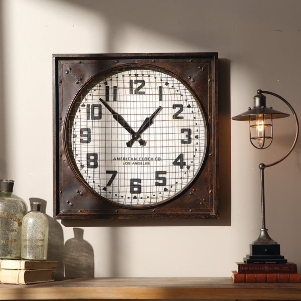 Uttermost Warehouse Wall Clock W/ Grill