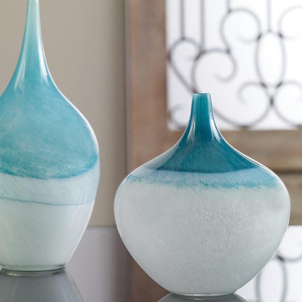 Uttermost Carla Teal White Vases, S/2