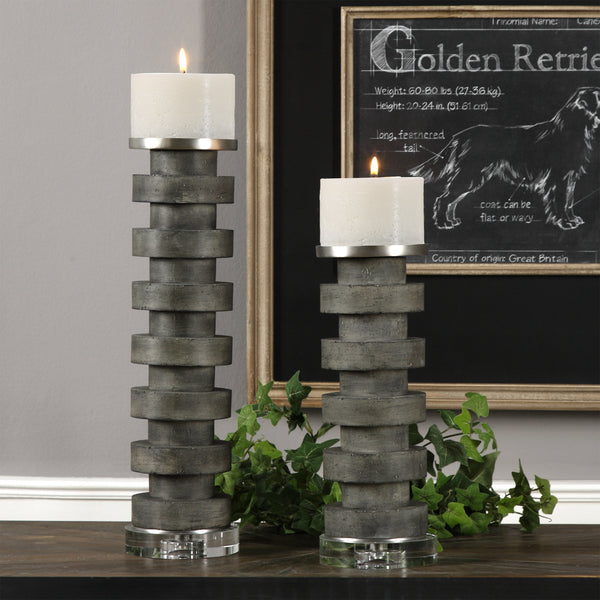 Uttermost Karun Concrete Candleholders S/2