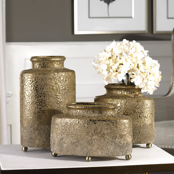 Uttermost Kallie Metallic Golden Vessels S/3