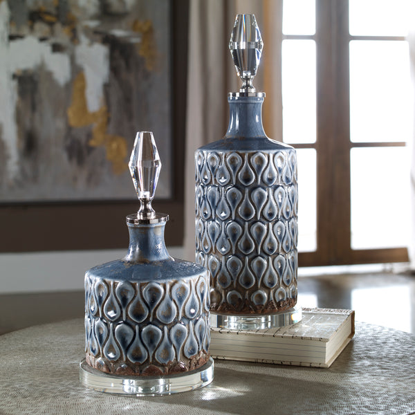 Uttermost Varuna Cobalt Blue Bottles S/2