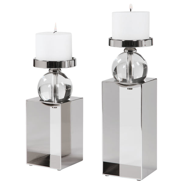 Uttermost Lucian Nickel Candleholders, Set/2