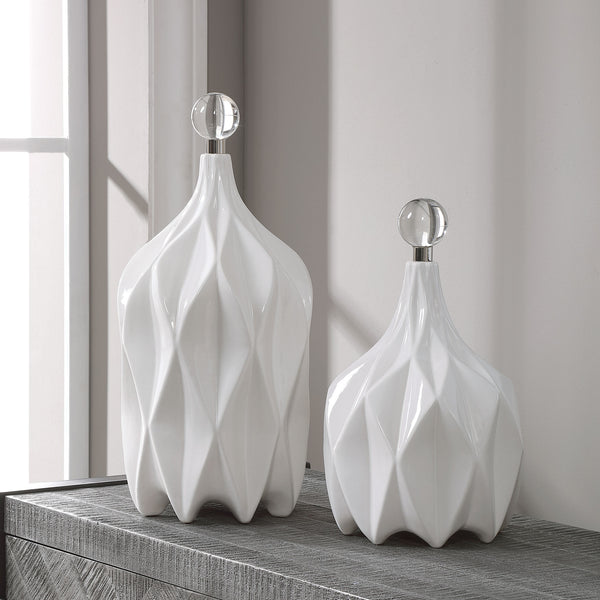 Uttermost Klara White Bottles, S/2