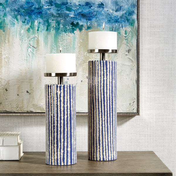 Uttermost Havana Blue Candleholders, S/2