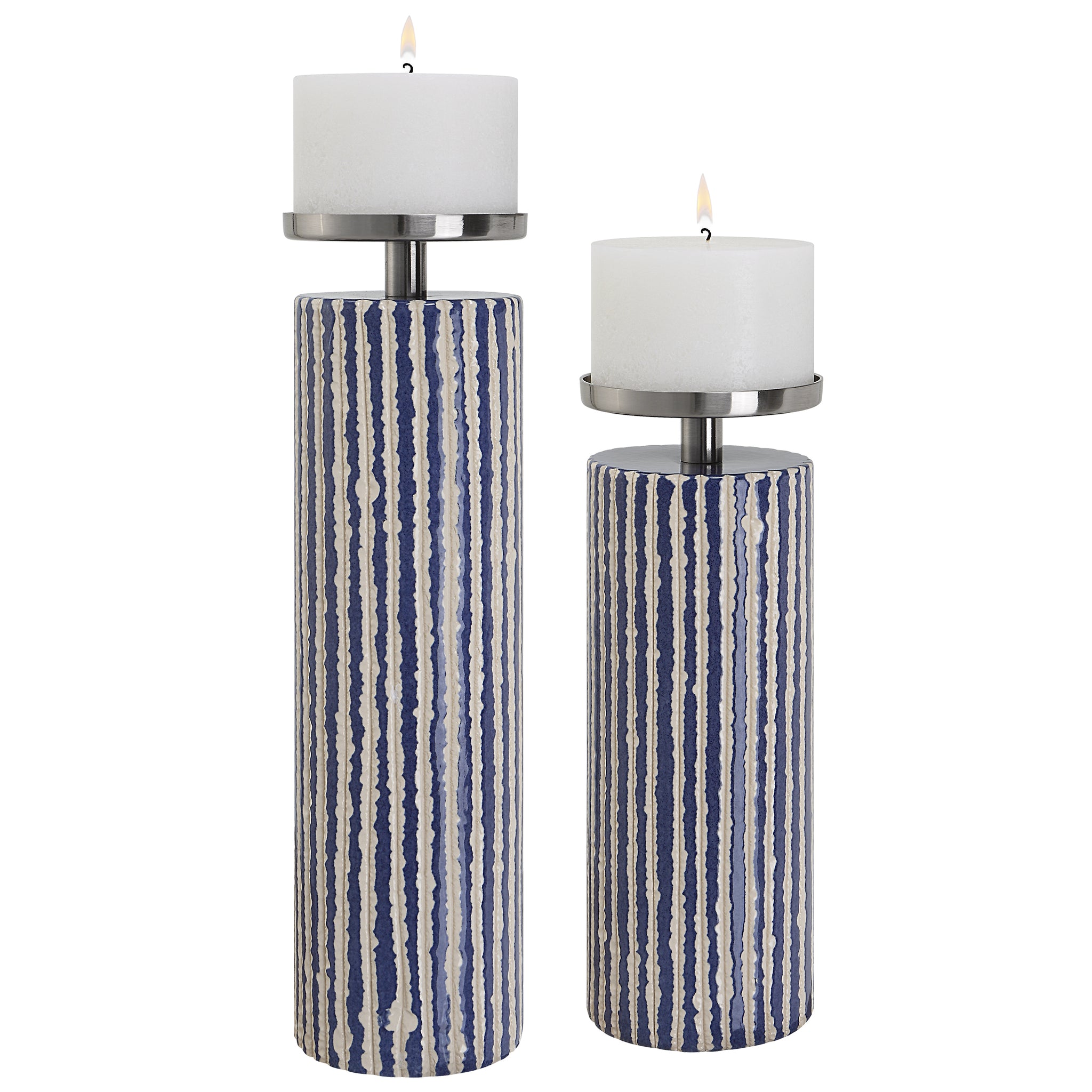 Uttermost Havana Blue Candleholders, S/2