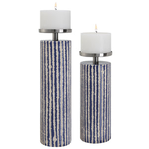 Uttermost Havana Blue Candleholders, S/2