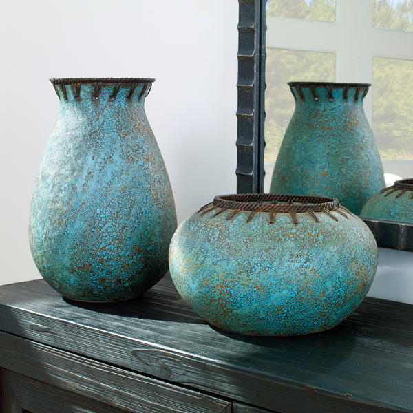 Uttermost Bisbee Turquoise Vases, S/2