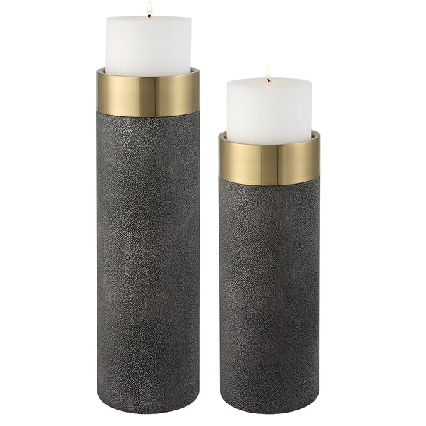 Uttermost Wessex Gray Candleholders, S/2