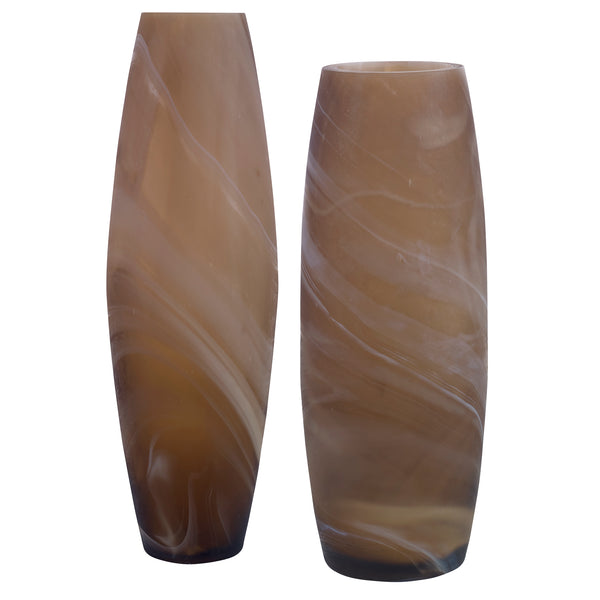 Uttermost Delicate Swirl Caramel Glass Vases, Set/2