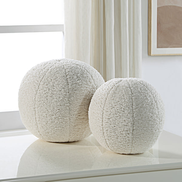 Uttermost Capra Ball Sheepskin Pillows, S/2