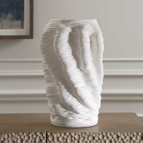 Uttermost Stratified Matte White Vase
